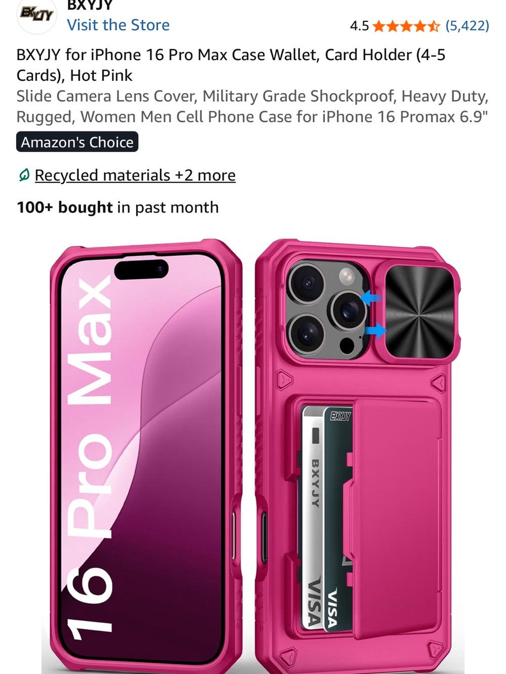 Hot Pink Rugged Wallet Case for iPhone 16 Pro Max